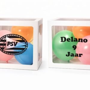 PSV Verjaardags Surprise Box met Ballonnen – Gepersonaliseerd met Naam & Leeftijd