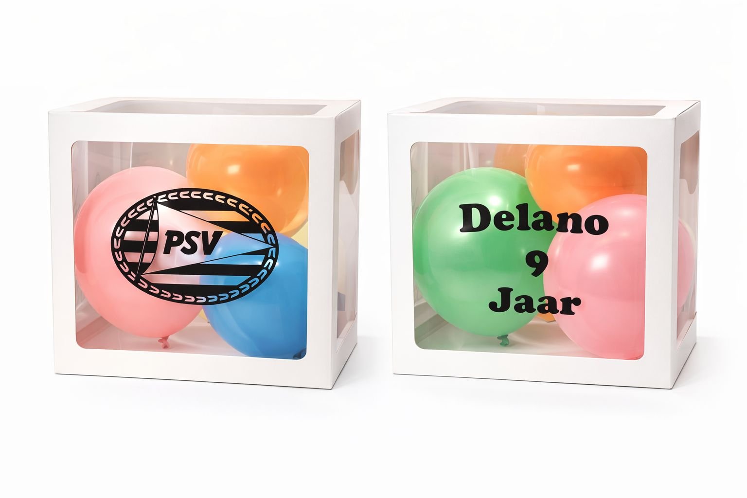 PSV Verjaardags Surprise Box met Ballonnen – Gepersonaliseerd met Naam & Leeftijd